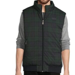 NWT Men's Hunter Reversible Quilted Dark Green Checkered Vest